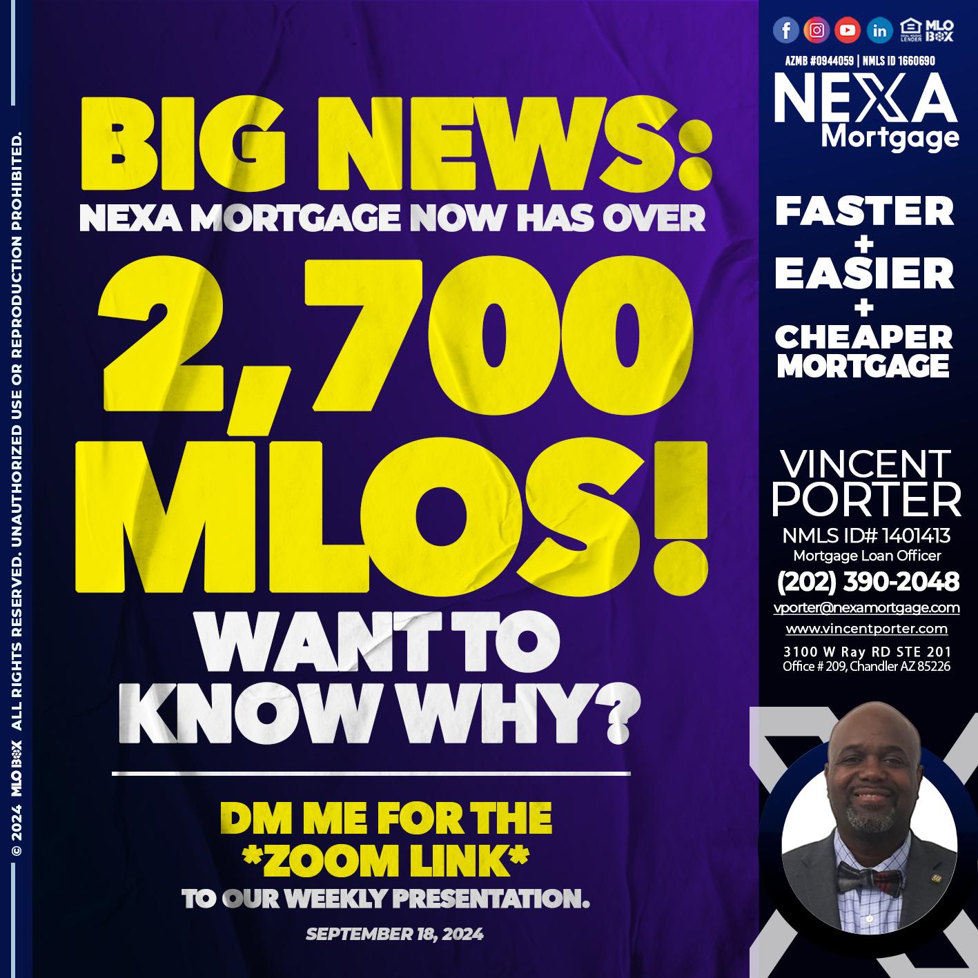 BIG NEWS - Vincent Porter -Mortgage Loan Officer