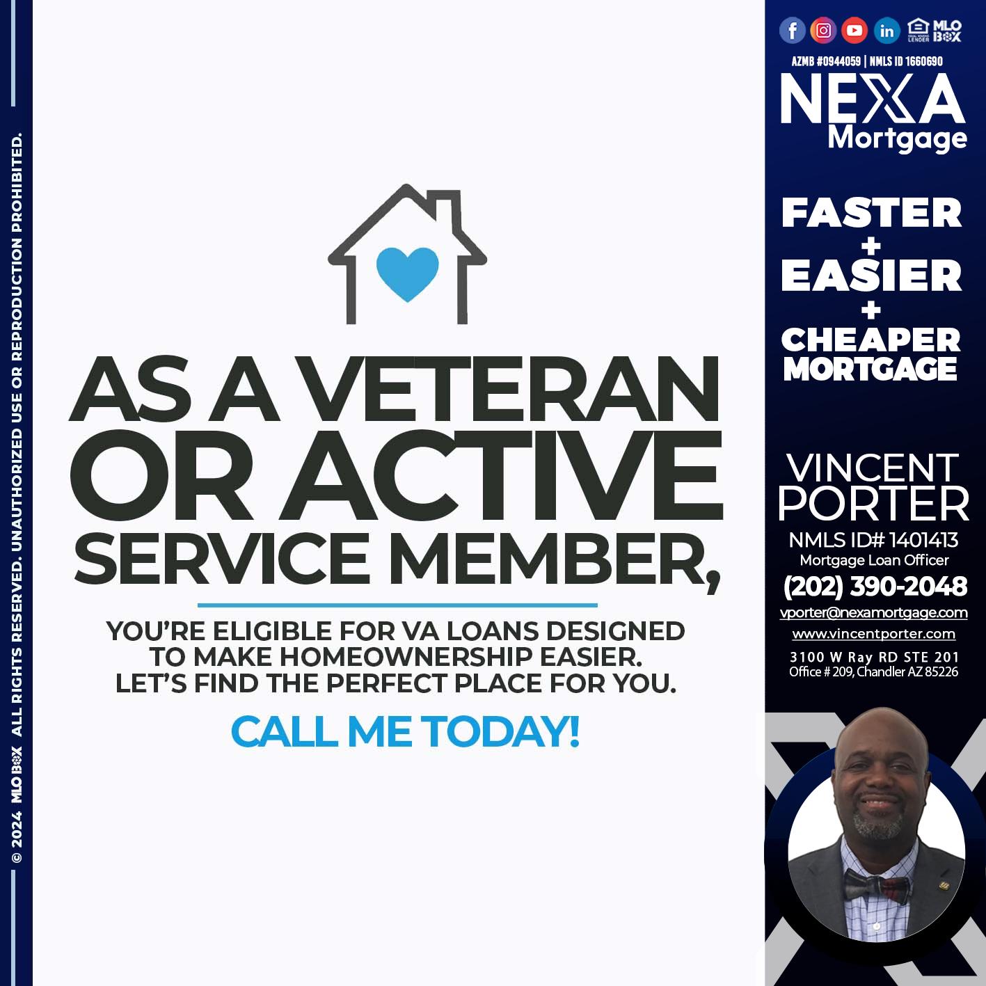 as veteran - Vincent Porter -Mortgage Loan Officer