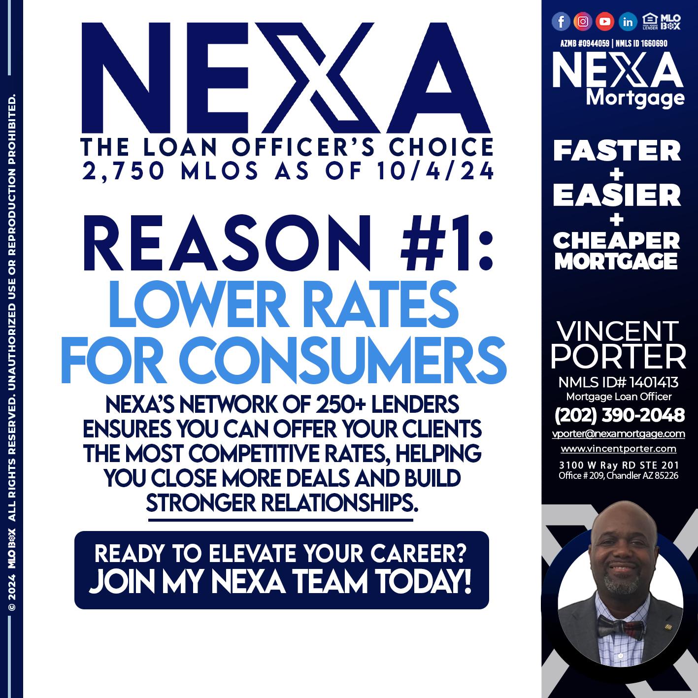 the loan officer choice REASON 1 - Vincent Porter -Mortgage Loan Officer