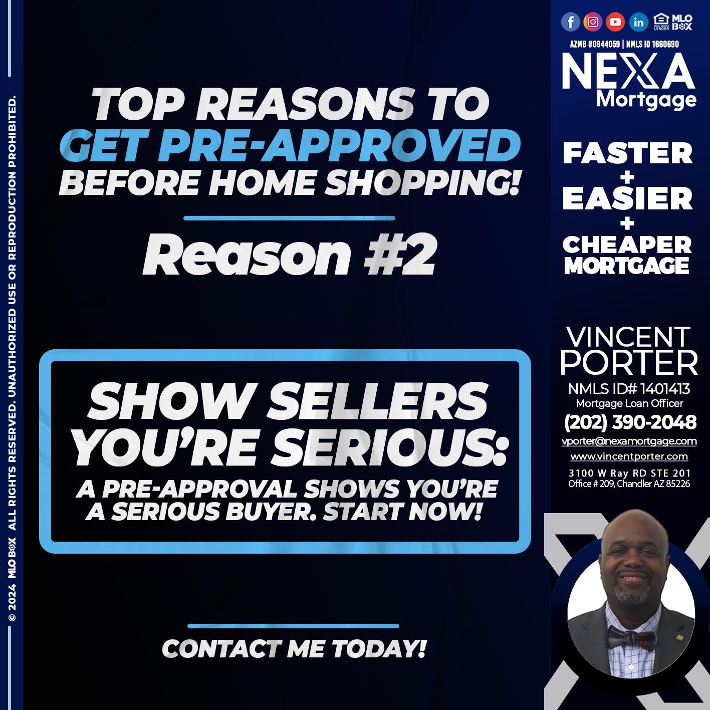 REASON 2 - Vincent Porter -Mortgage Loan Officer