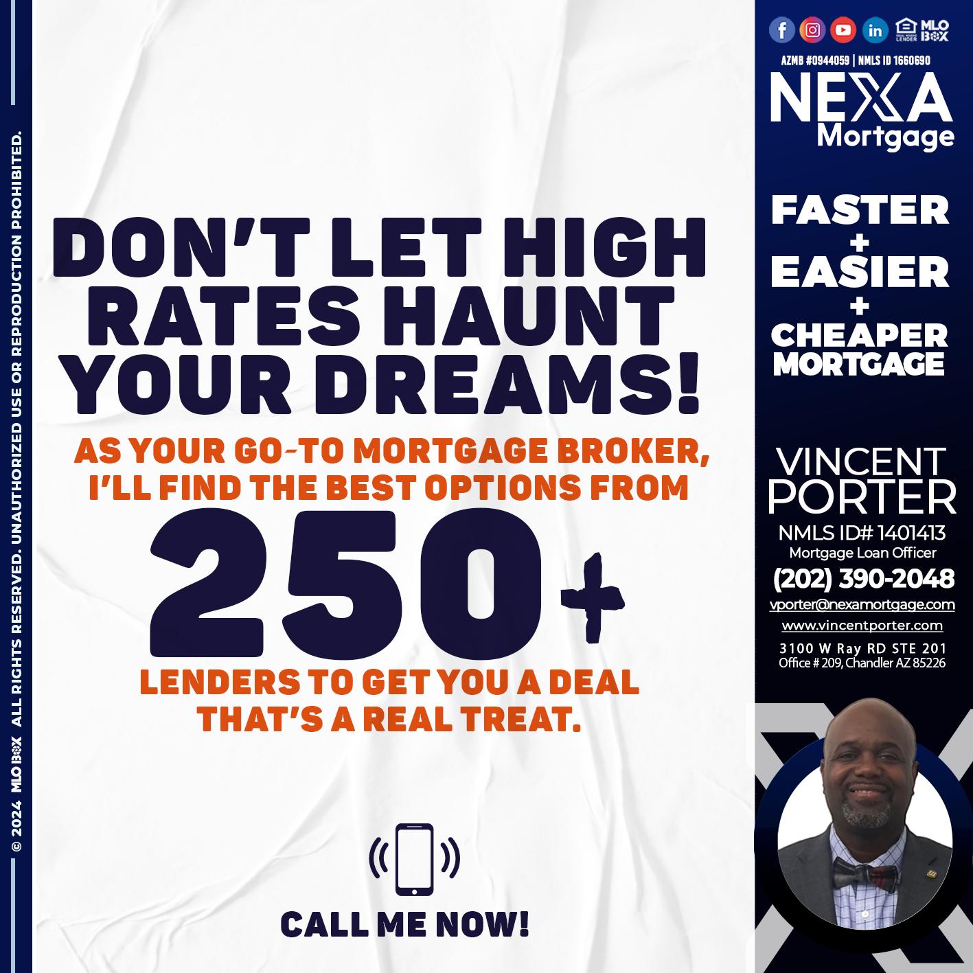 250 + LENDERS - Vincent Porter -Mortgage Loan Officer