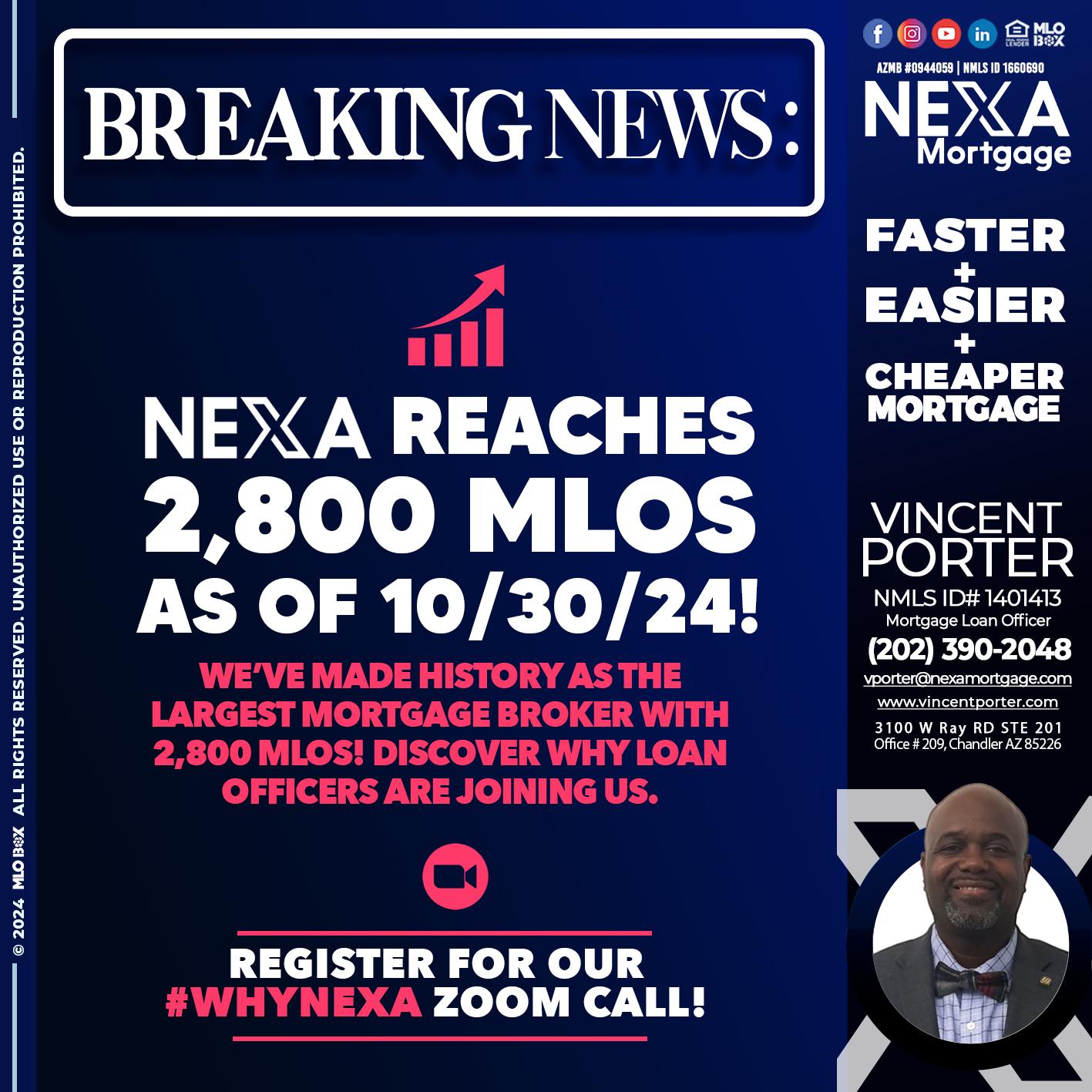 BREAKING NEWS - Vincent Porter -Mortgage Loan Officer