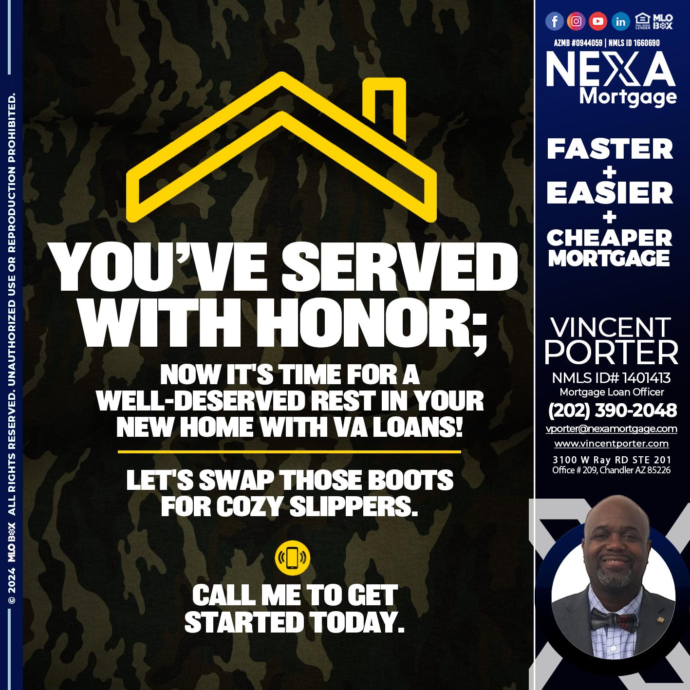 YOU´VE SERVED - Vincent Porter -Mortgage Loan Officer
