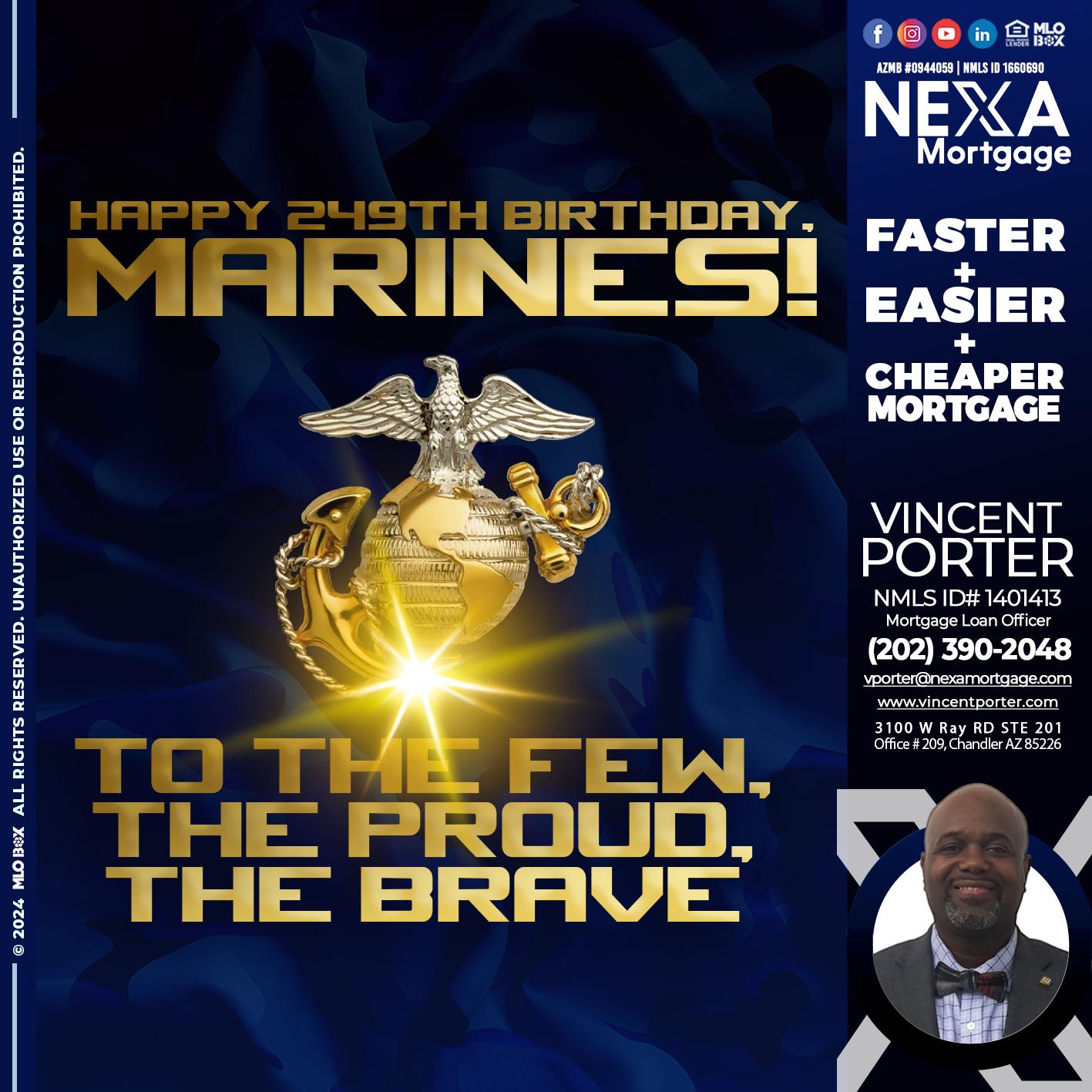 MARINES BIRTHDAY - Vincent Porter -Mortgage Loan Officer