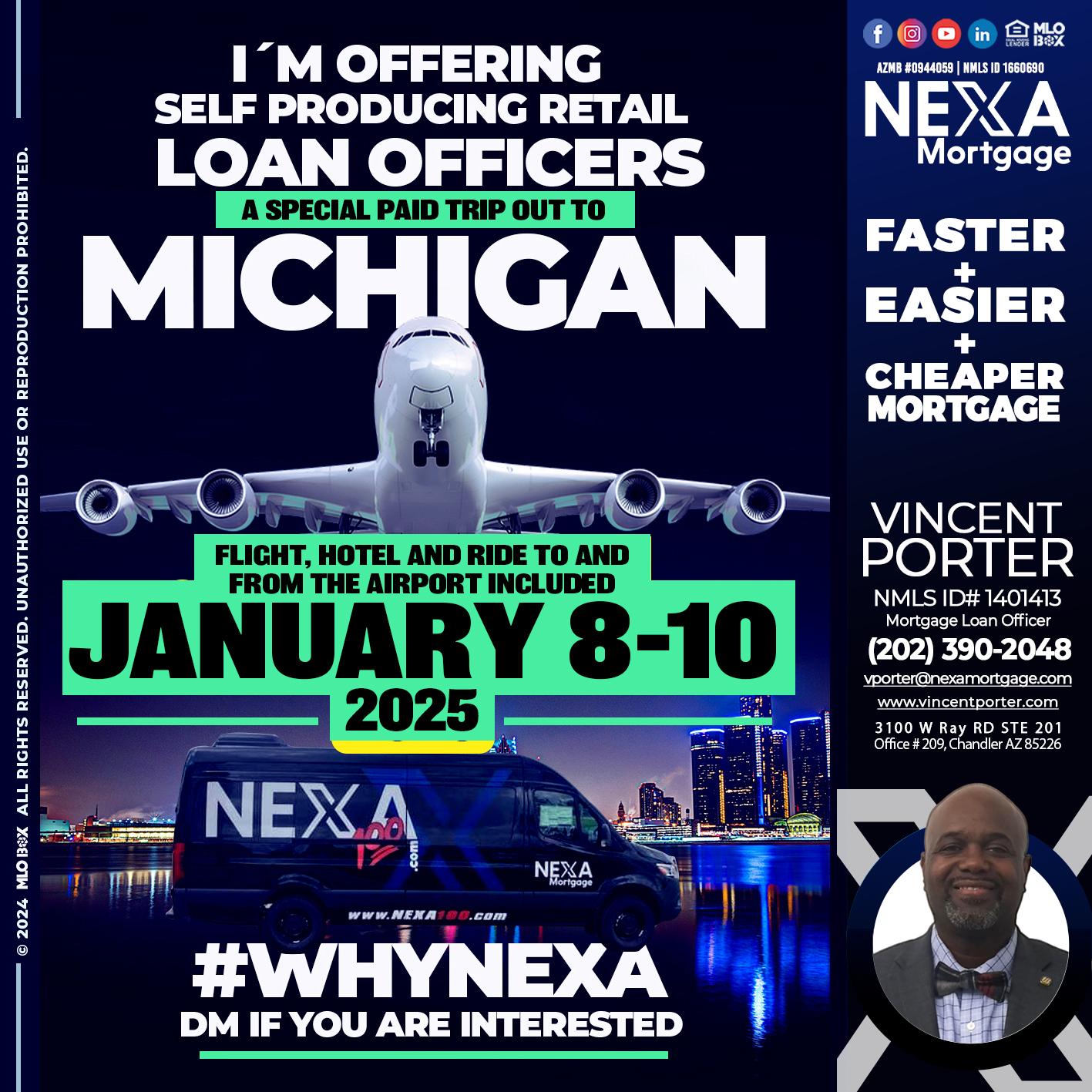 MICHIGAN TRIP 8-10 JAN 2025 - Vincent Porter -Mortgage Loan Officer