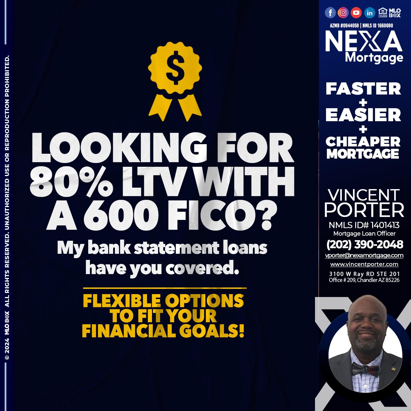 LOOKING 80% - Vincent Porter -Mortgage Loan Officer