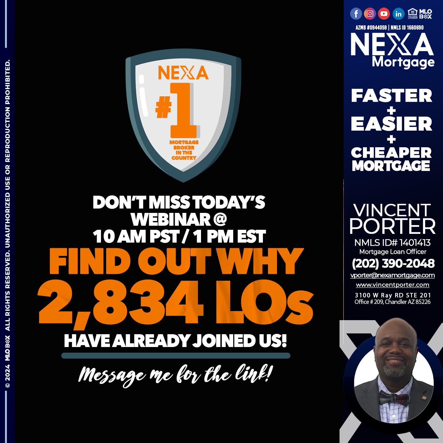 NEXA NO. 1 MORTGAGE BROKER - Vincent Porter -Mortgage Loan Officer