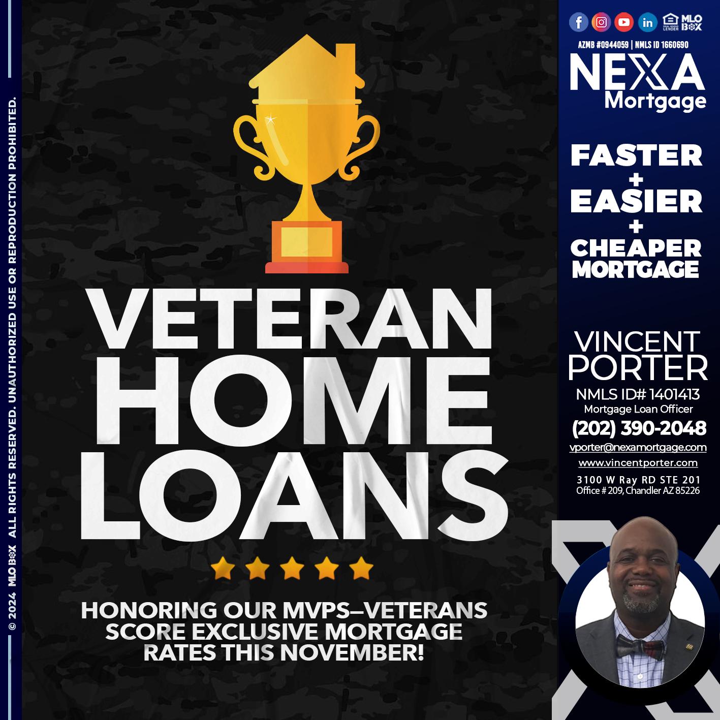 VETERANS HOME LOANS - Vincent Porter -Mortgage Loan Officer