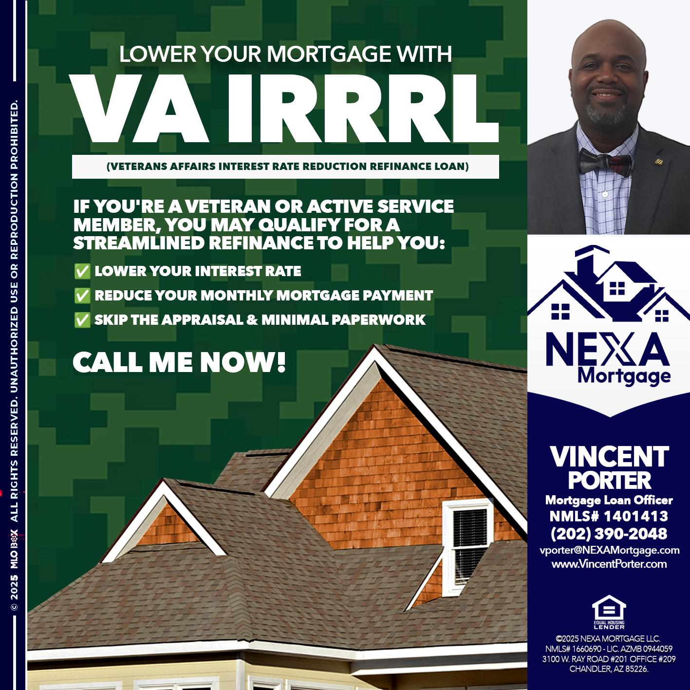 VA IRRRL - Vincent Porter -Mortgage Loan Officer