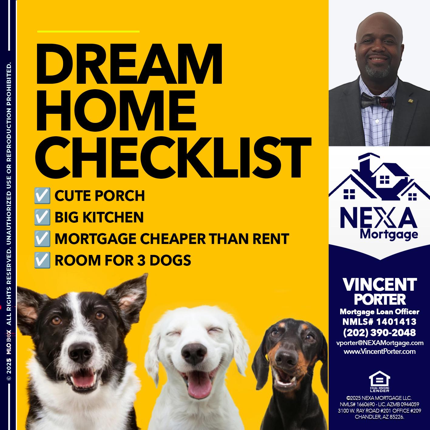 DREAM HOME CHEK LIST - Vincent Porter -Mortgage Loan Officer