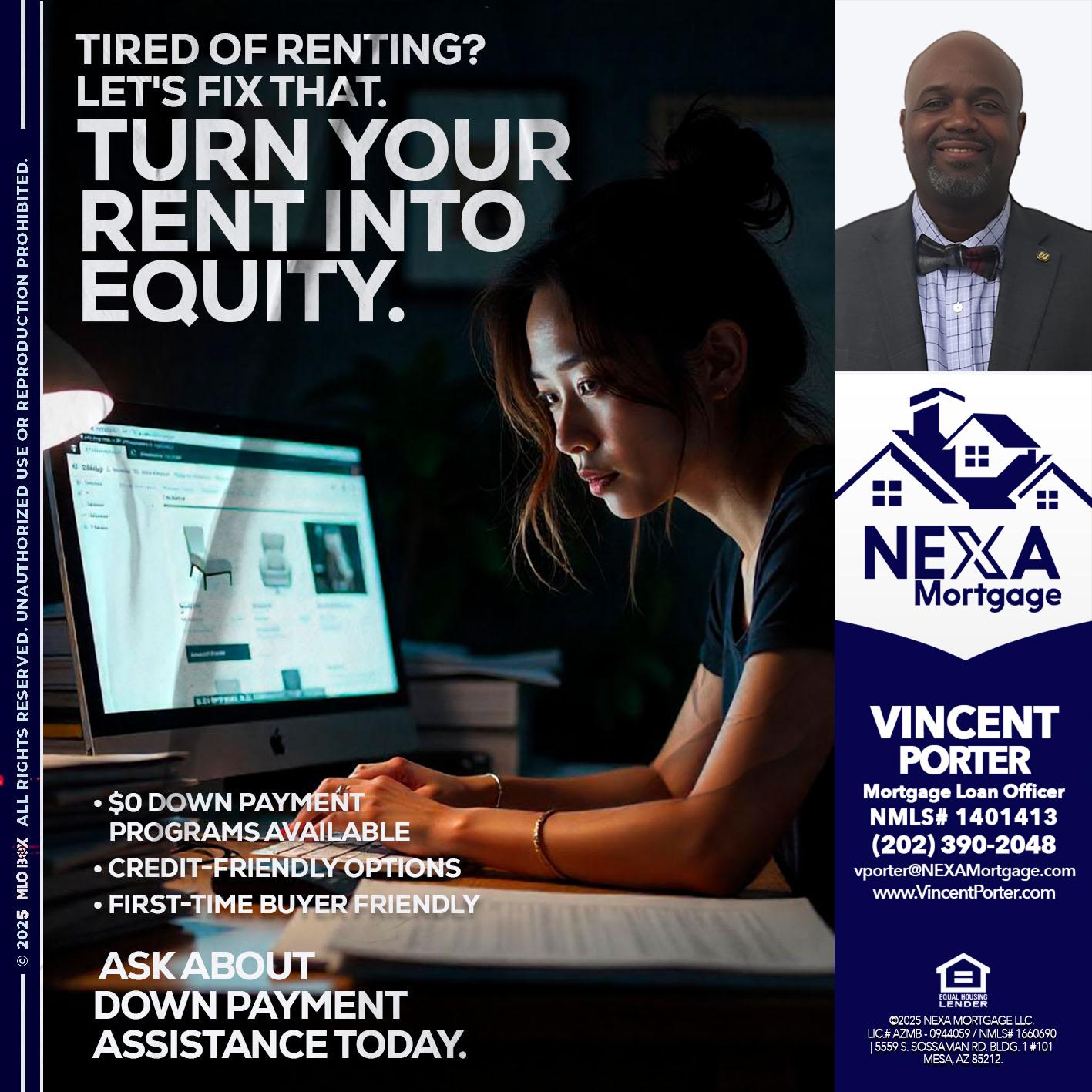 tired of renting? - Vincent Porter -Mortgage Loan Officer