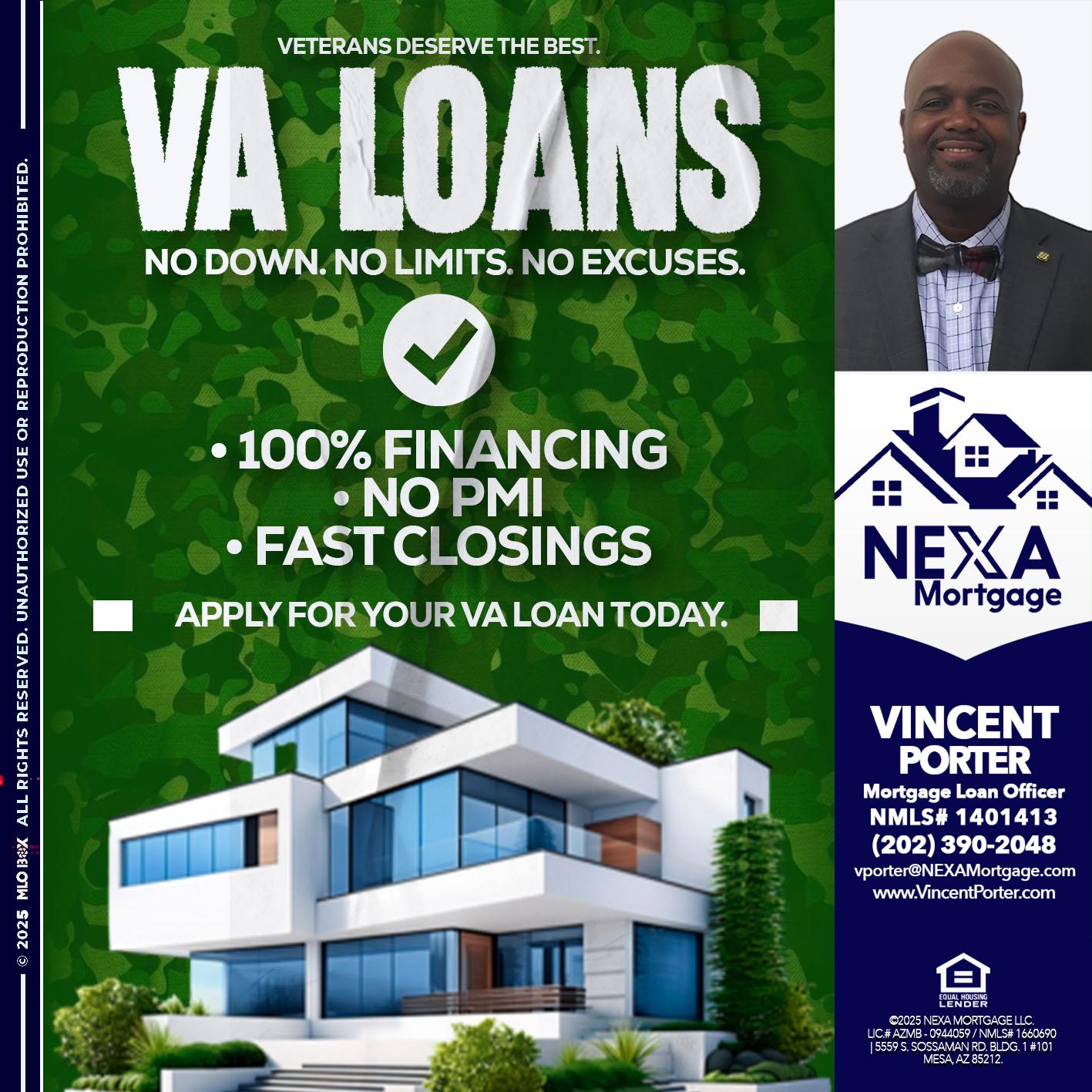 VA LOANS - Vincent Porter -Mortgage Loan Officer
