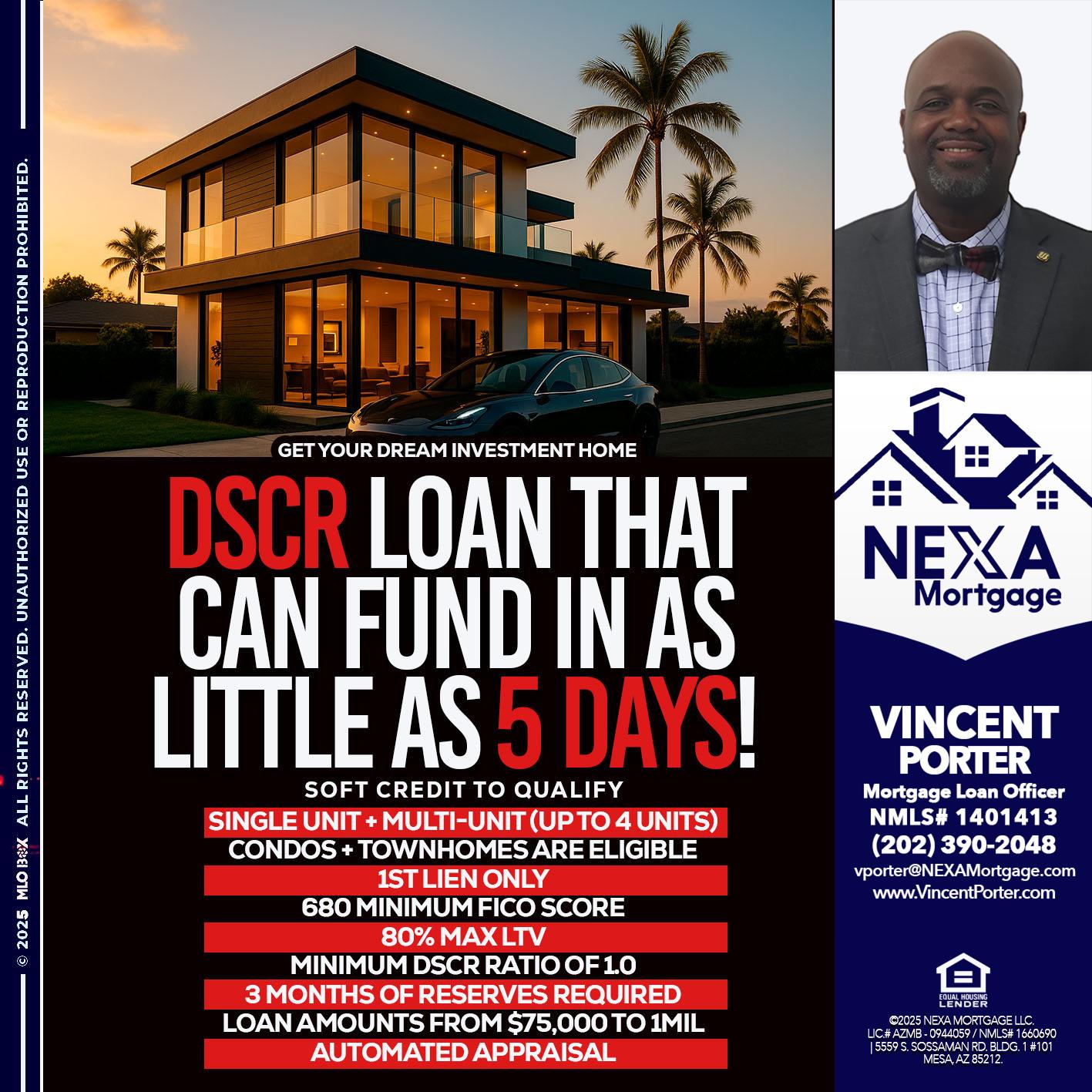 DSCR LOAN - Vincent Porter -Mortgage Loan Officer
