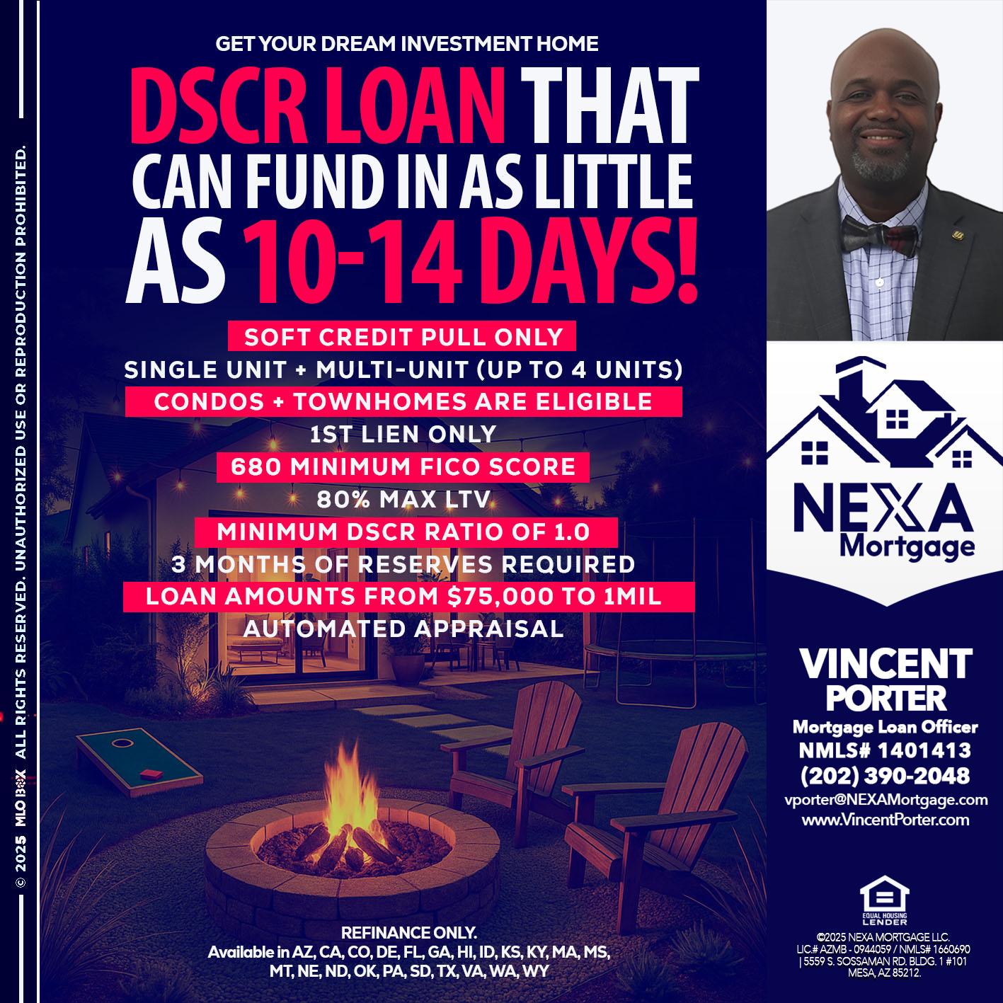 DSCR LOAN - Vincent Porter -Mortgage Loan Officer