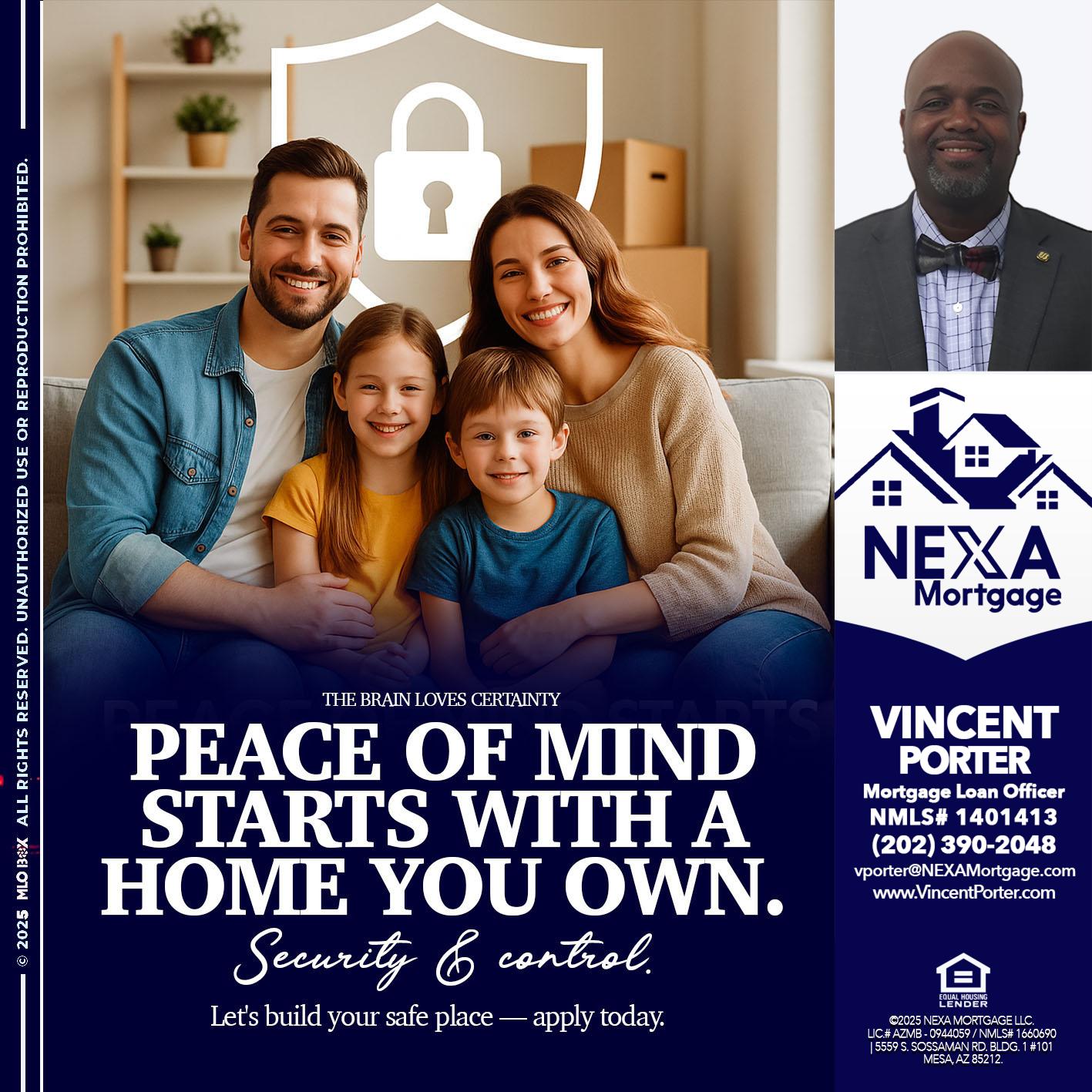peace of mind - Vincent Porter -Mortgage Loan Officer