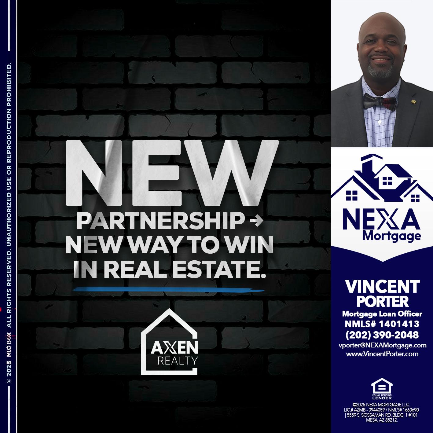 new partnership - Vincent Porter -Mortgage Loan Officer