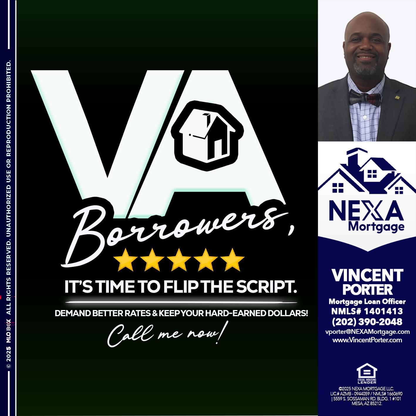 VA BORROWERS - Vincent Porter -Mortgage Loan Officer