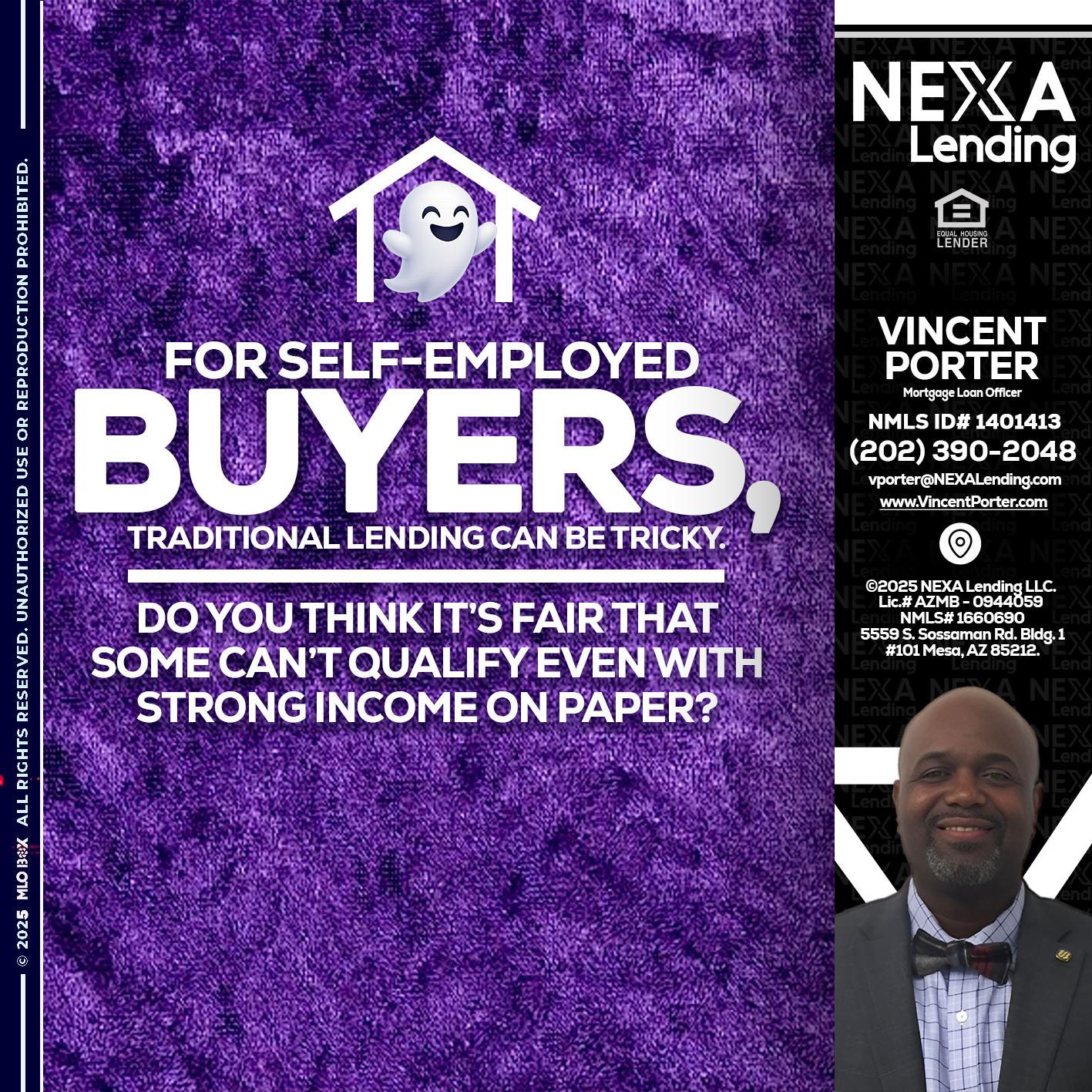 for self employed - Vincent Porter -Mortgage Loan Officer