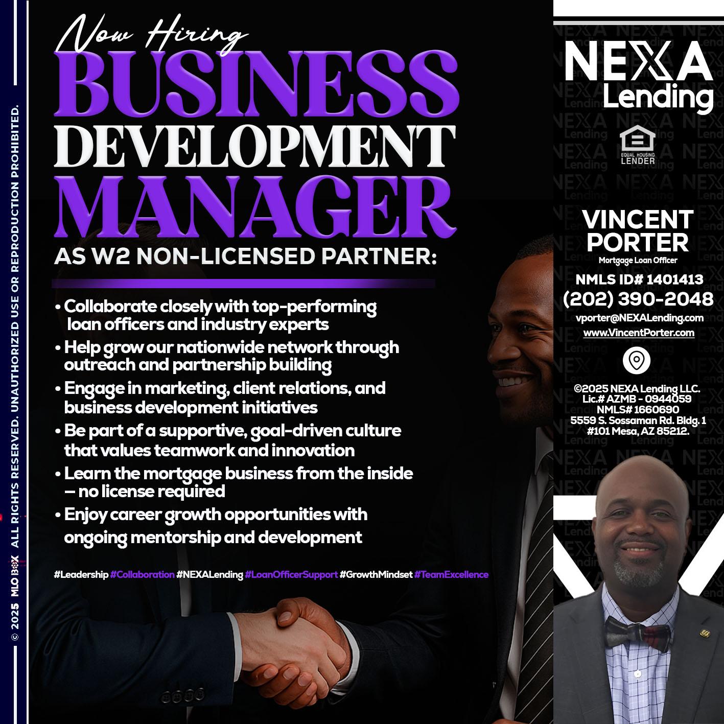 NOW HIRING - Vincent Porter -Mortgage Loan Officer