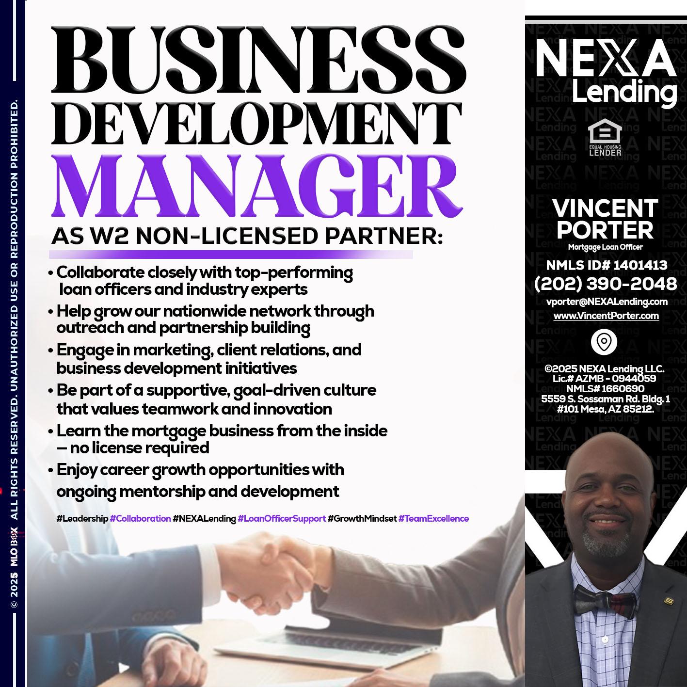 business development - Vincent Porter -Mortgage Loan Officer