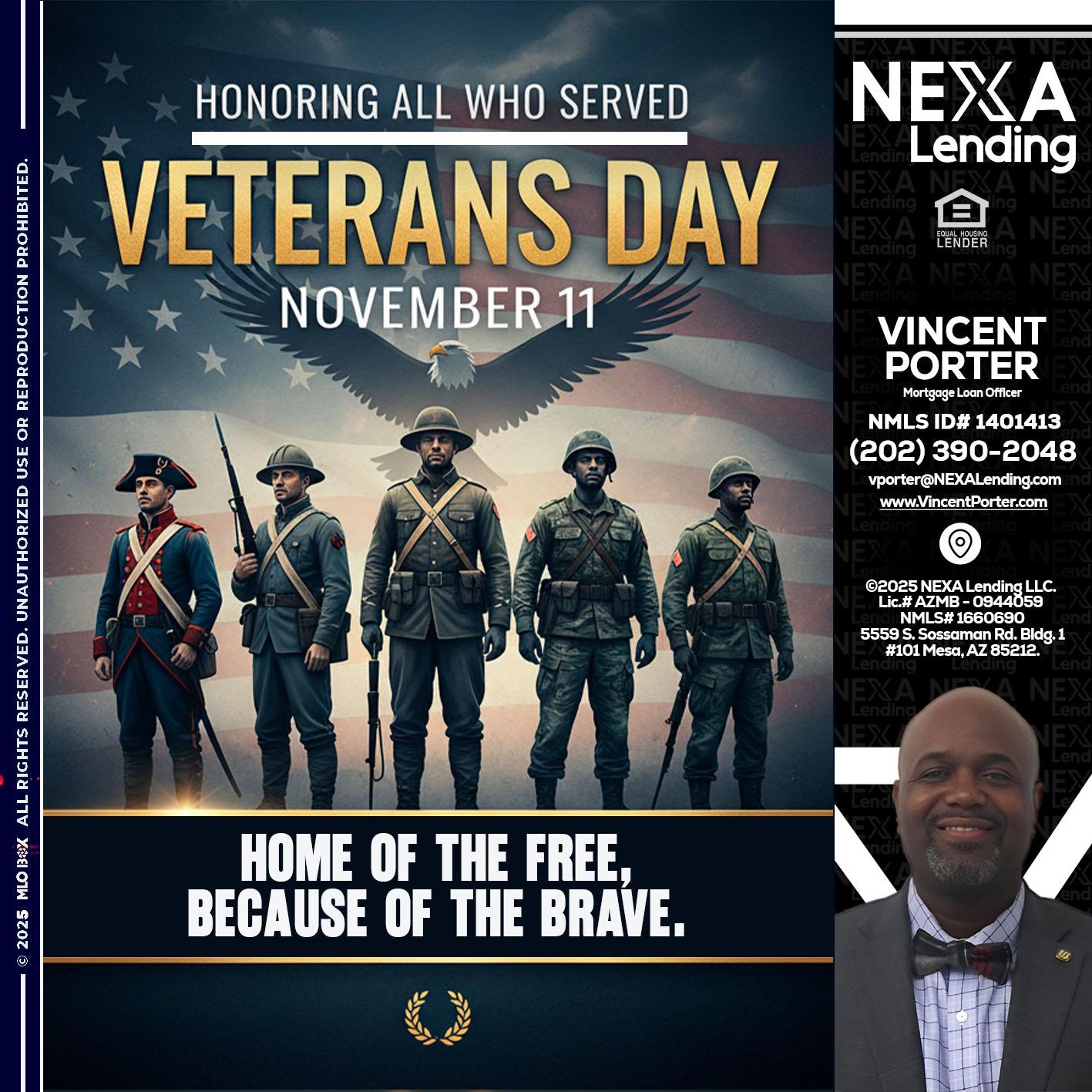 Veterans Day - Vincent Porter -Mortgage Loan Officer