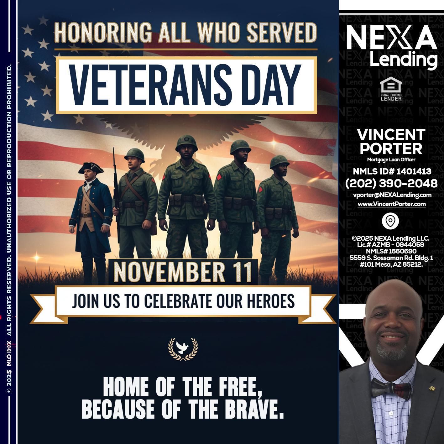VETERANS DAY - Vincent Porter -Mortgage Loan Officer