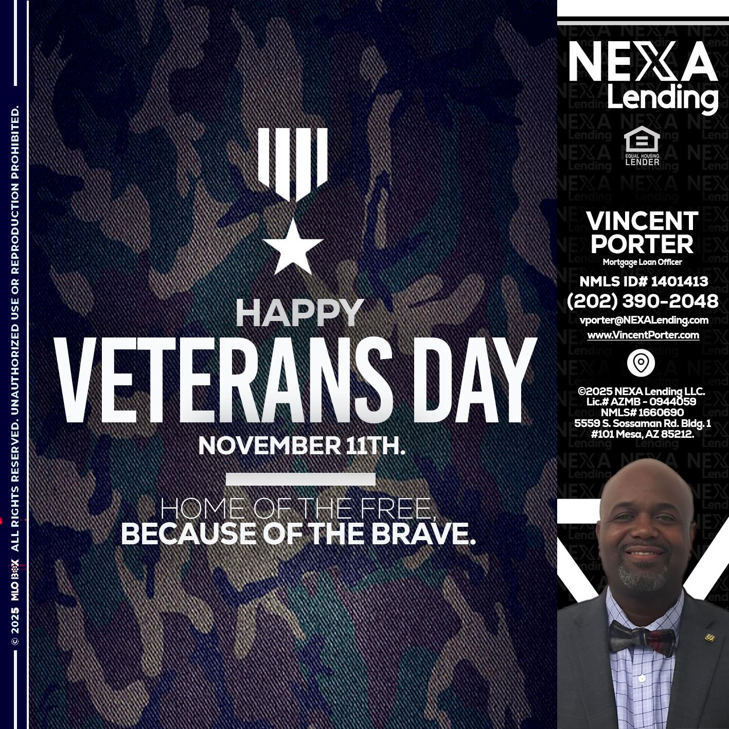 VETERANS DAY - Vincent Porter -Mortgage Loan Officer