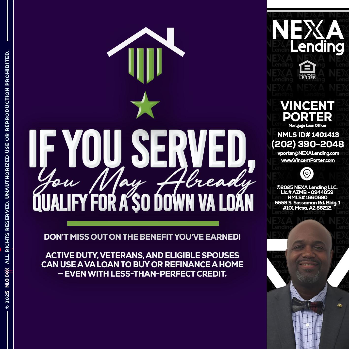 IF YOU SERVED - Vincent Porter -Mortgage Loan Officer