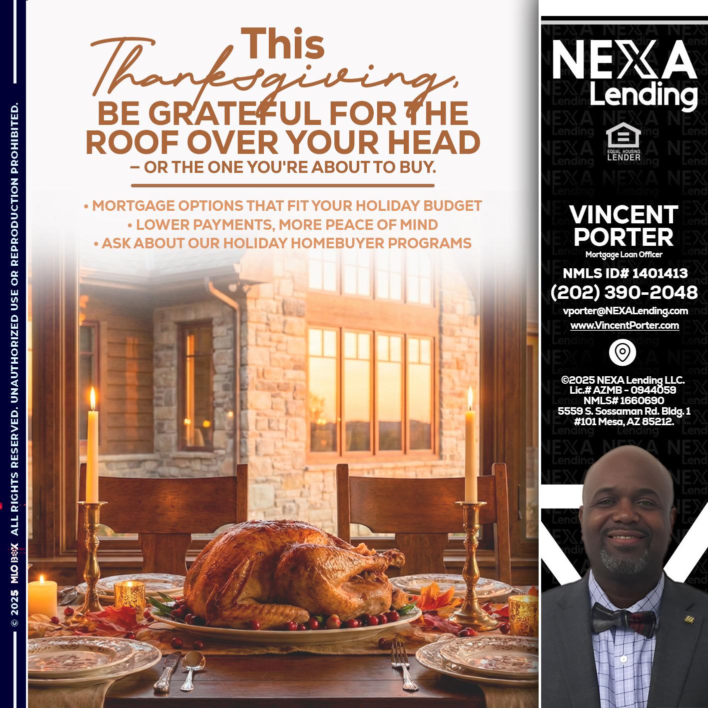 THIS THANKSGIVING - Vincent Porter -Mortgage Loan Officer