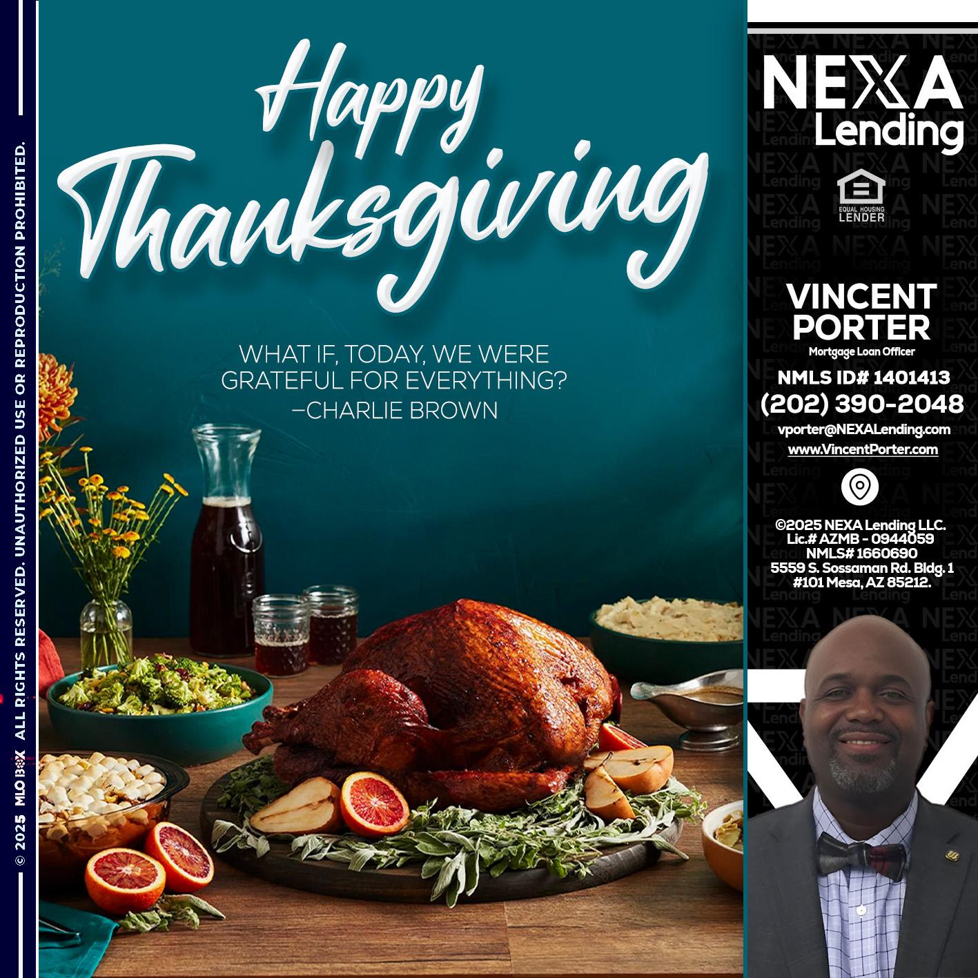 happy Thanksgiving - Vincent Porter -Mortgage Loan Officer