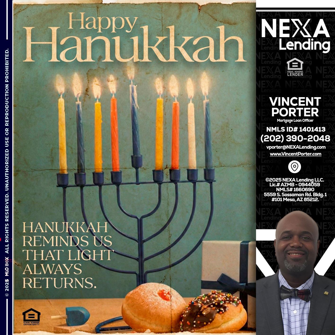 HAPPY HANUKKAH - Vincent Porter -Mortgage Loan Officer