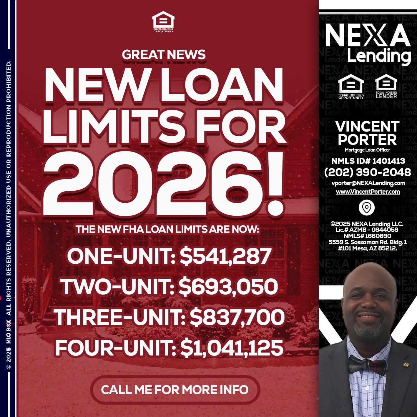 loan limits - Vincent Porter -Mortgage Loan Officer