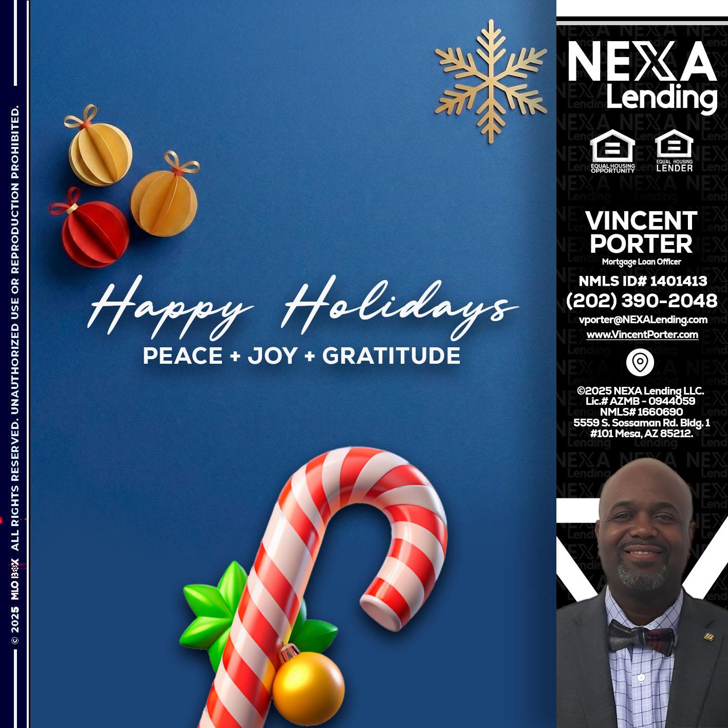 HAPPY HOLIDAYS - Vincent Porter -Mortgage Loan Officer