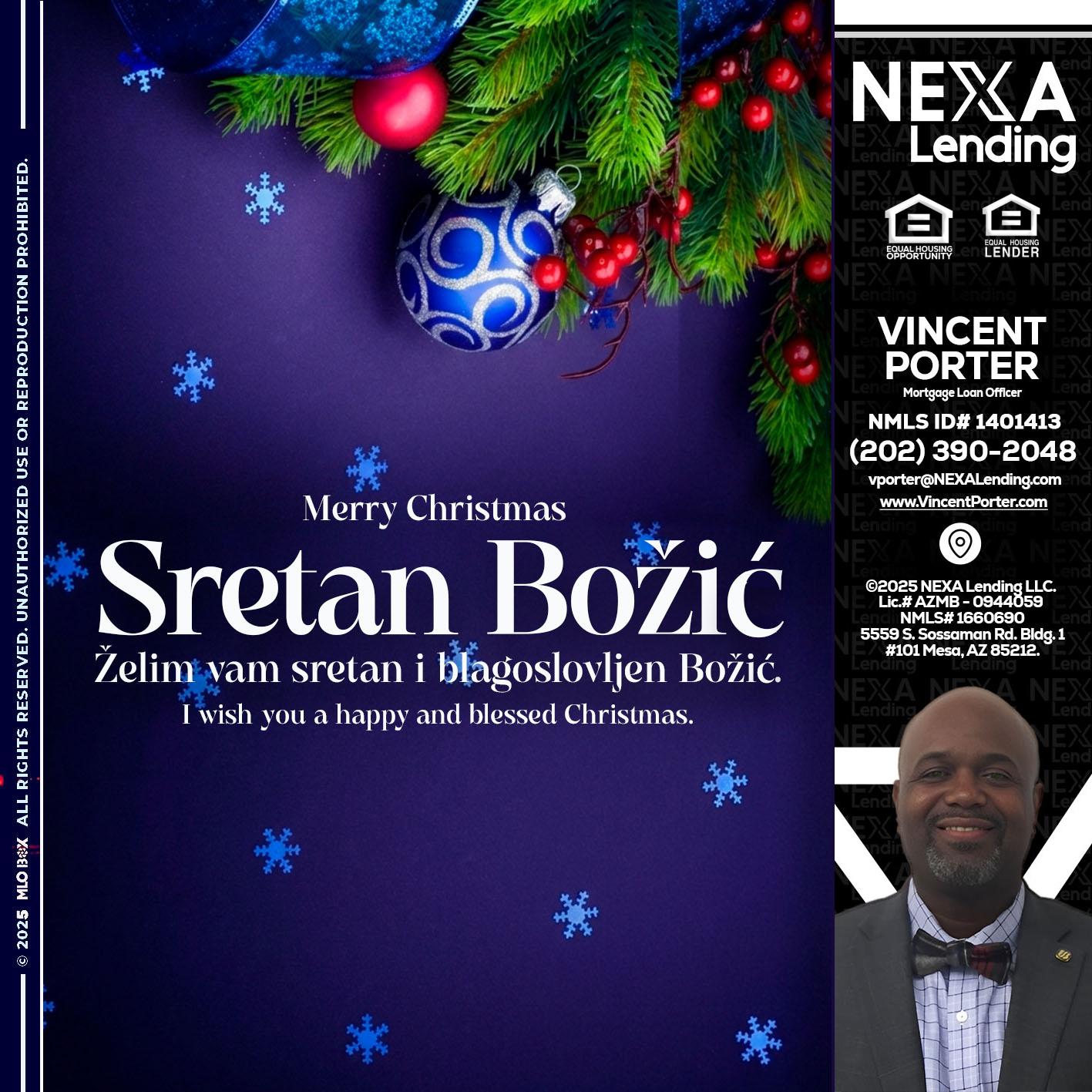 Sretan Božić - Vincent Porter -Mortgage Loan Officer