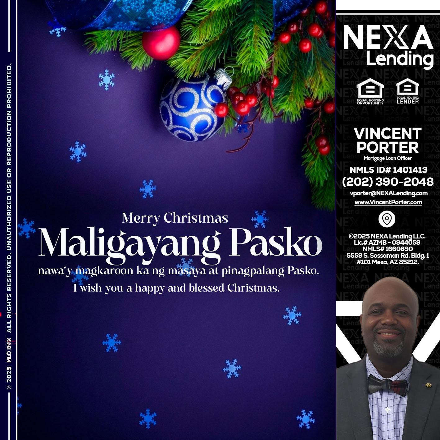 Maligayang Pasko - Vincent Porter -Mortgage Loan Officer