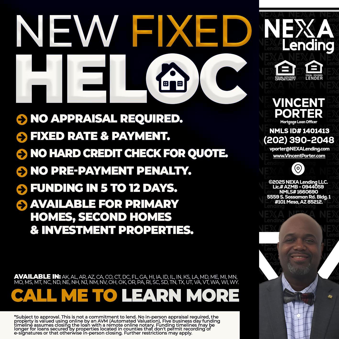 HELOC - Vincent Porter -Mortgage Loan Officer