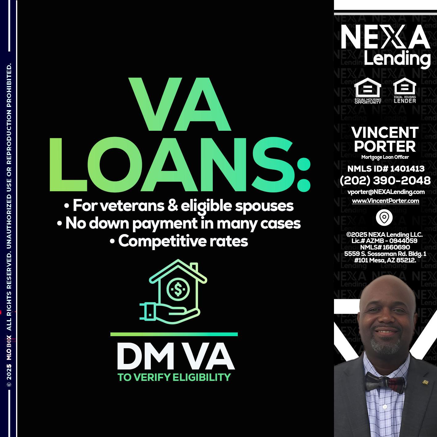 VA LOANS - Vincent Porter -Mortgage Loan Officer