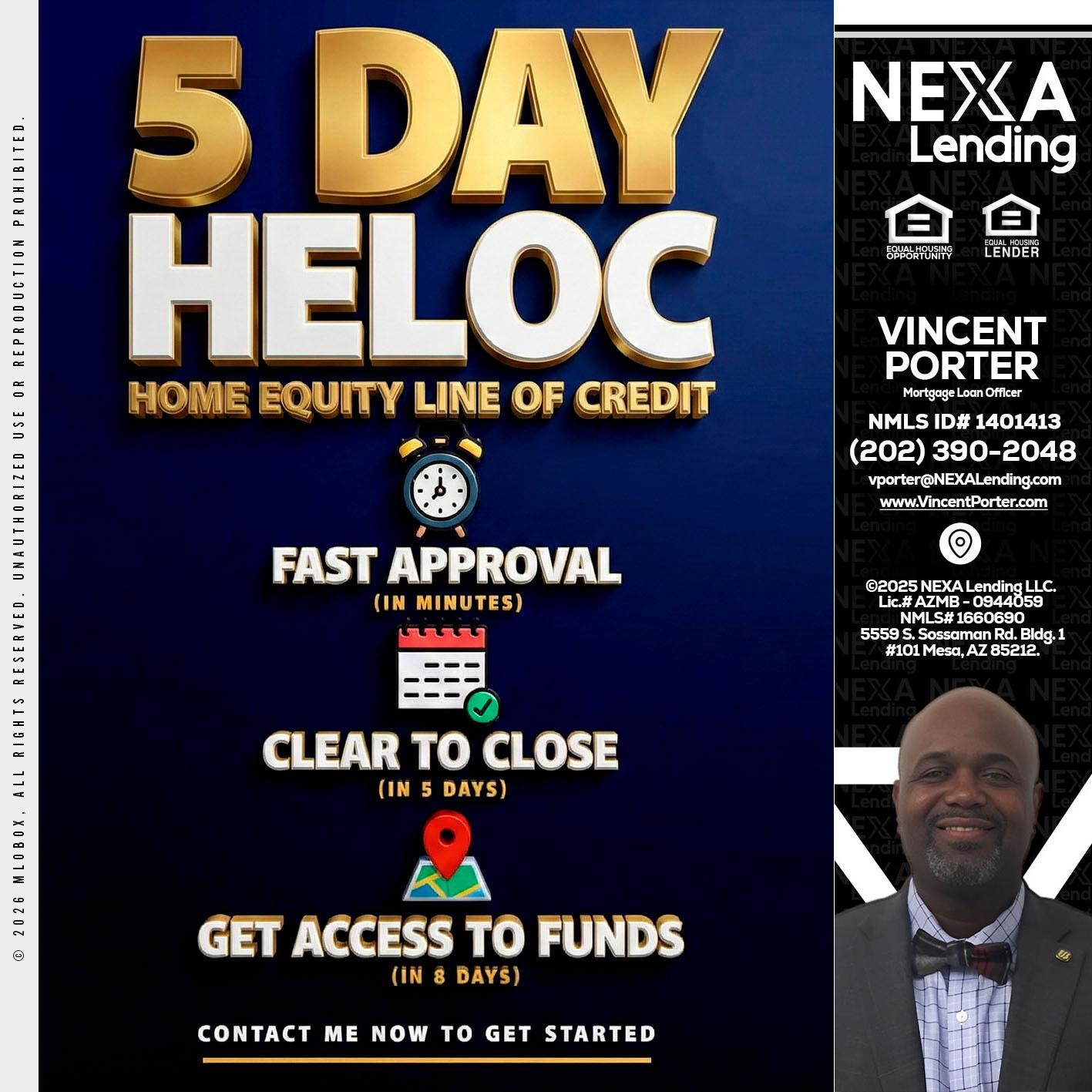 5 day hello - Vincent Porter -Mortgage Loan Officer