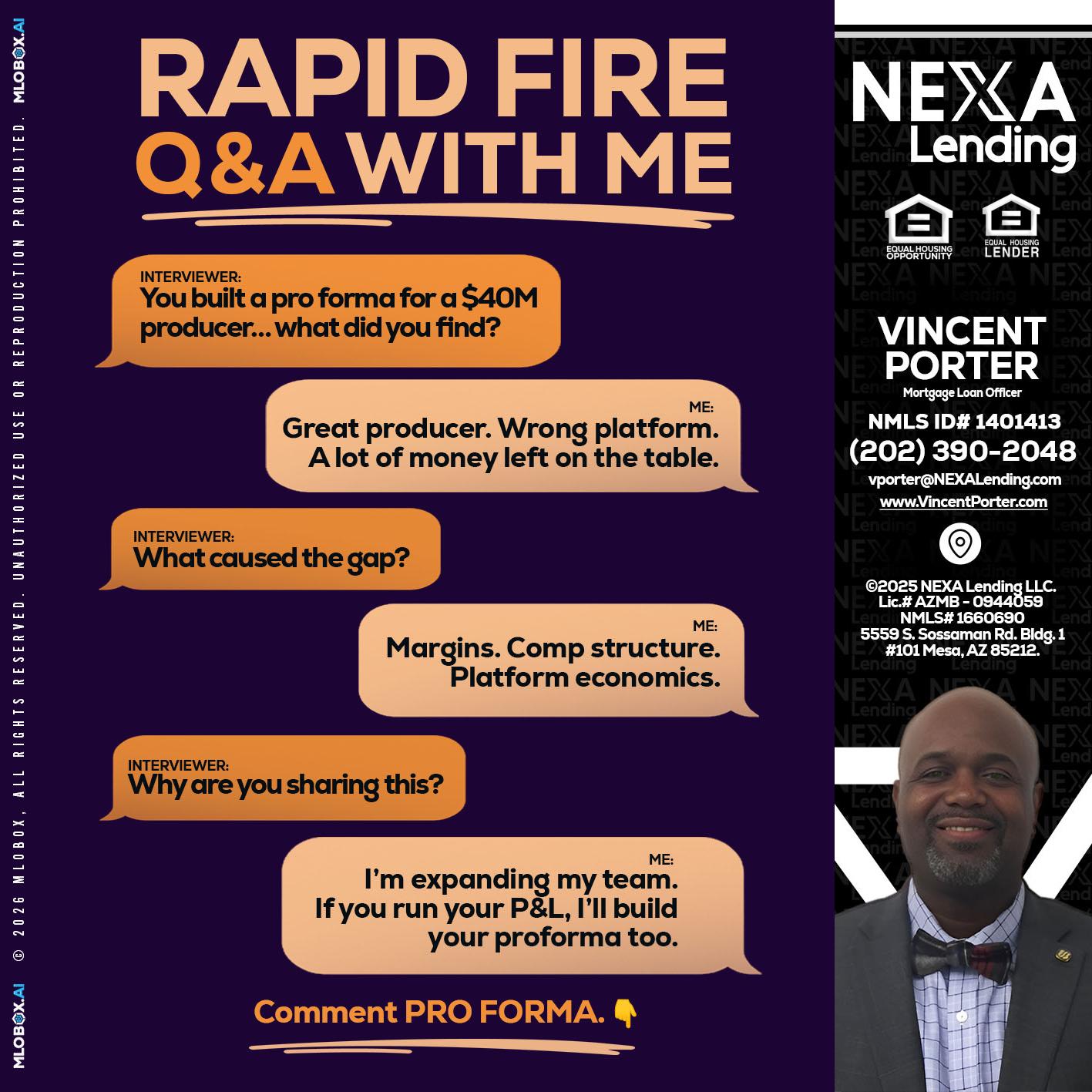 RAPID FIRE - Vincent Porter -Mortgage Loan Officer