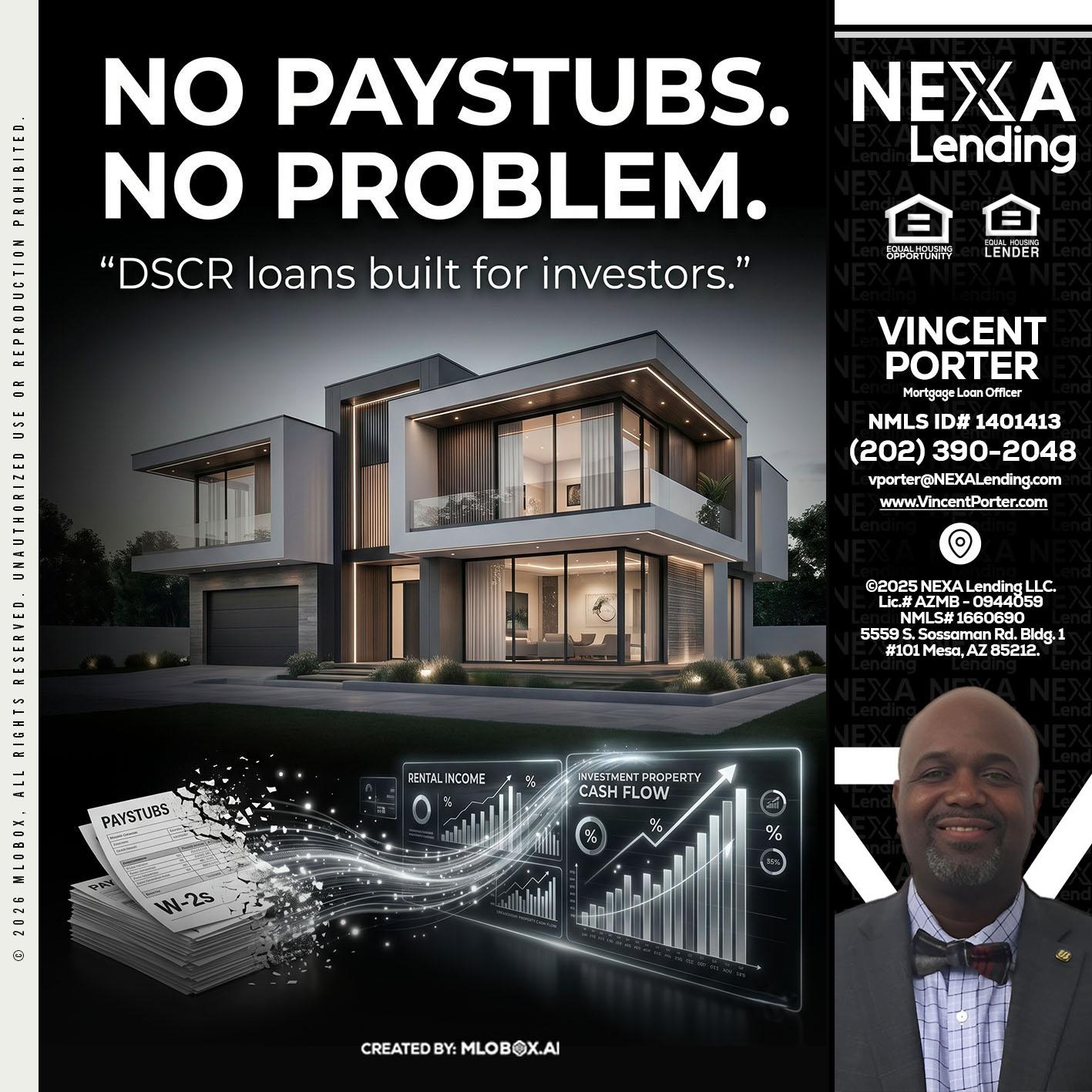 no paystub - Vincent Porter -Mortgage Loan Officer