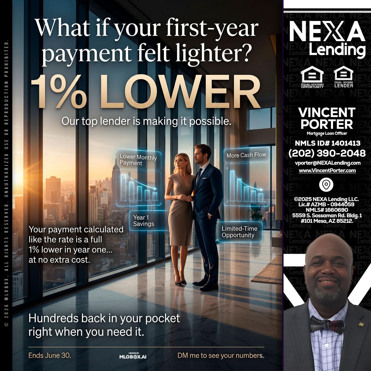 1% LOWER - Vincent Porter -Mortgage Loan Officer