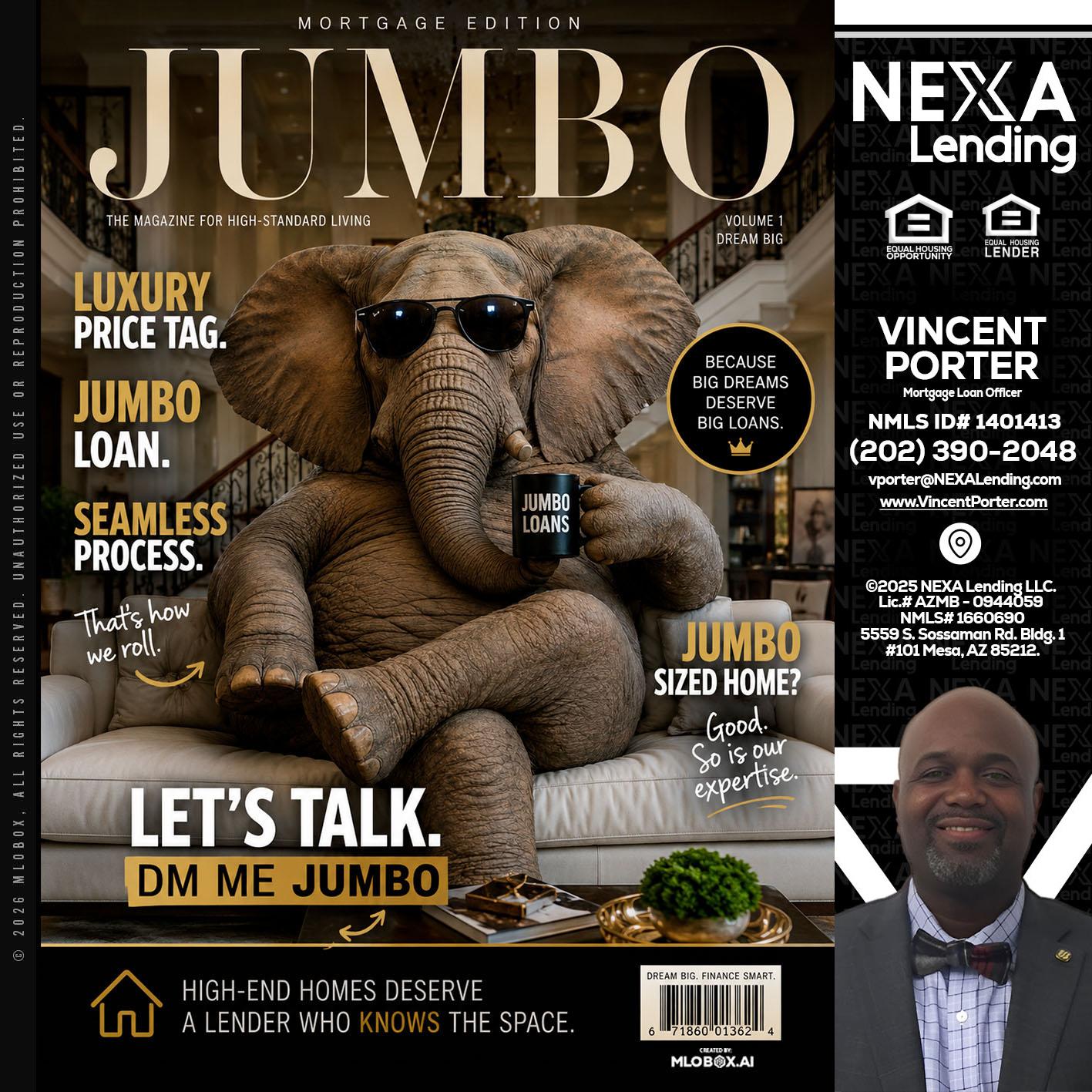 JUMBO LOANS - Vincent Porter -Mortgage Loan Officer