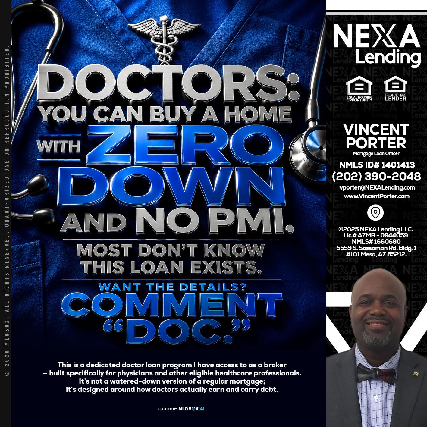 DOCTORS YOU CAN BUY - Vincent Porter -Mortgage Loan Officer