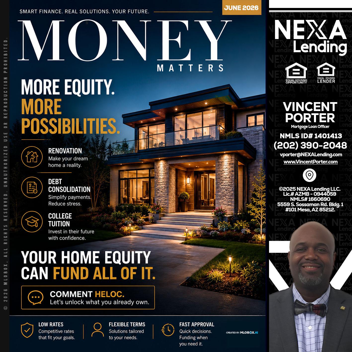 MONEY MATTERS - Vincent Porter -Mortgage Loan Officer
