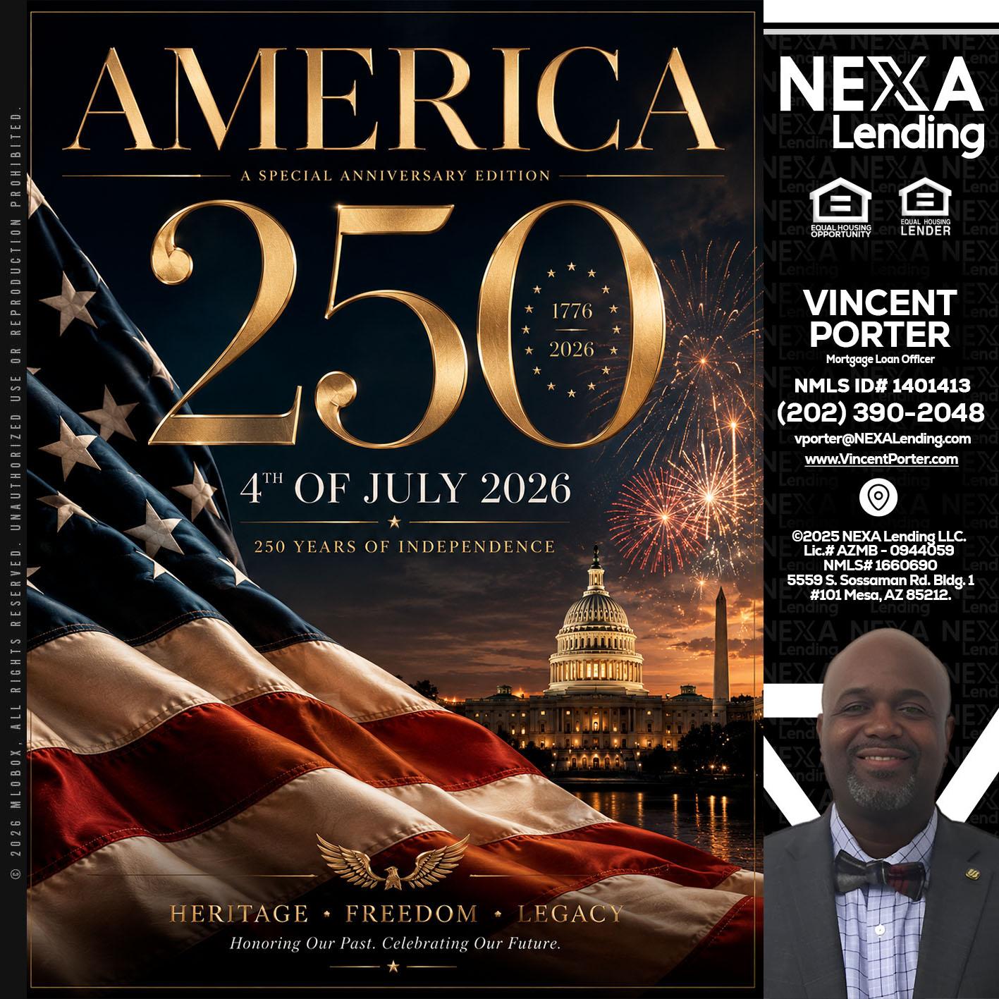 AMERICA 250 TH - Vincent Porter -Mortgage Loan Officer