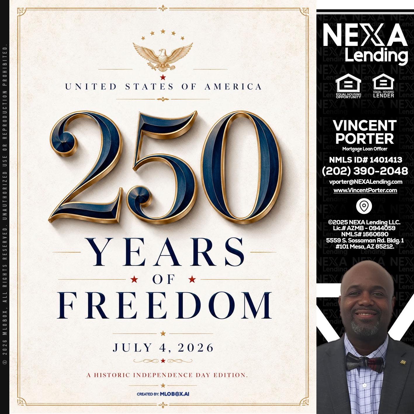 250 YEARS - Vincent Porter -Mortgage Loan Officer