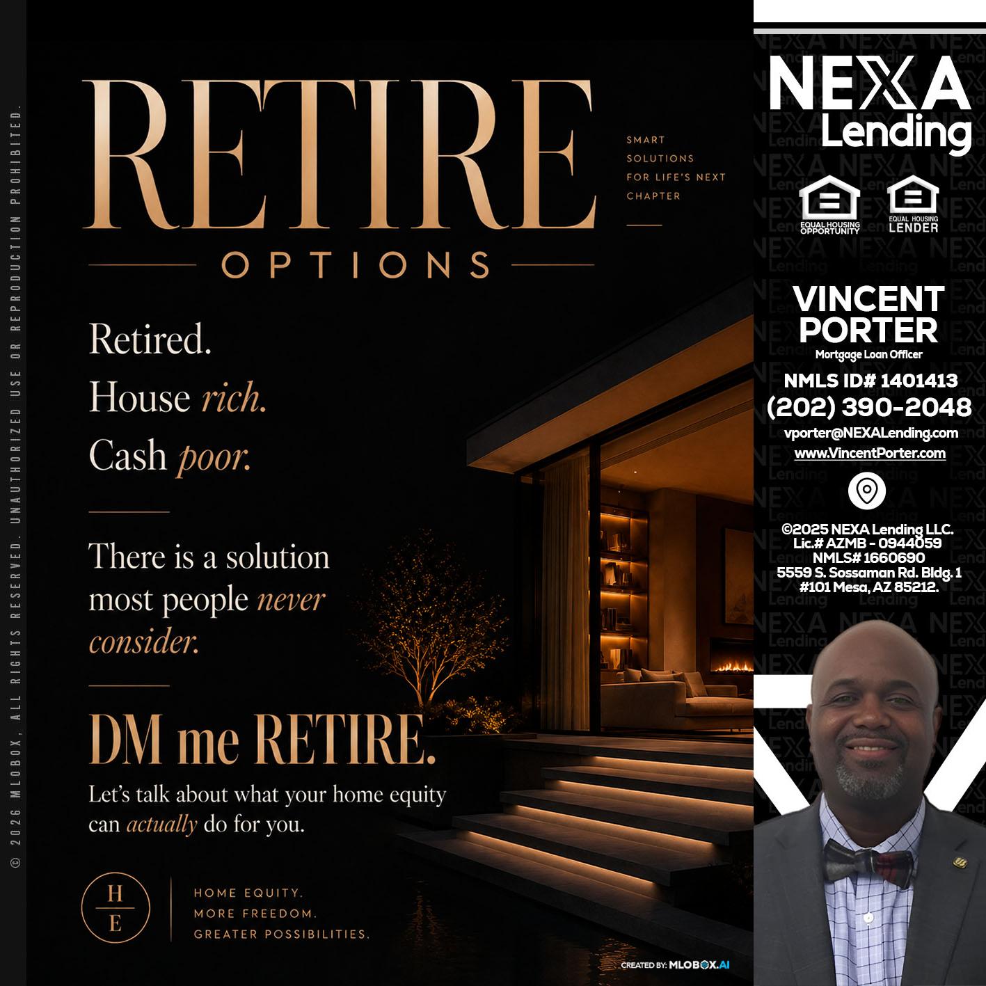 RETIRE LOANS - Vincent Porter -Mortgage Loan Officer