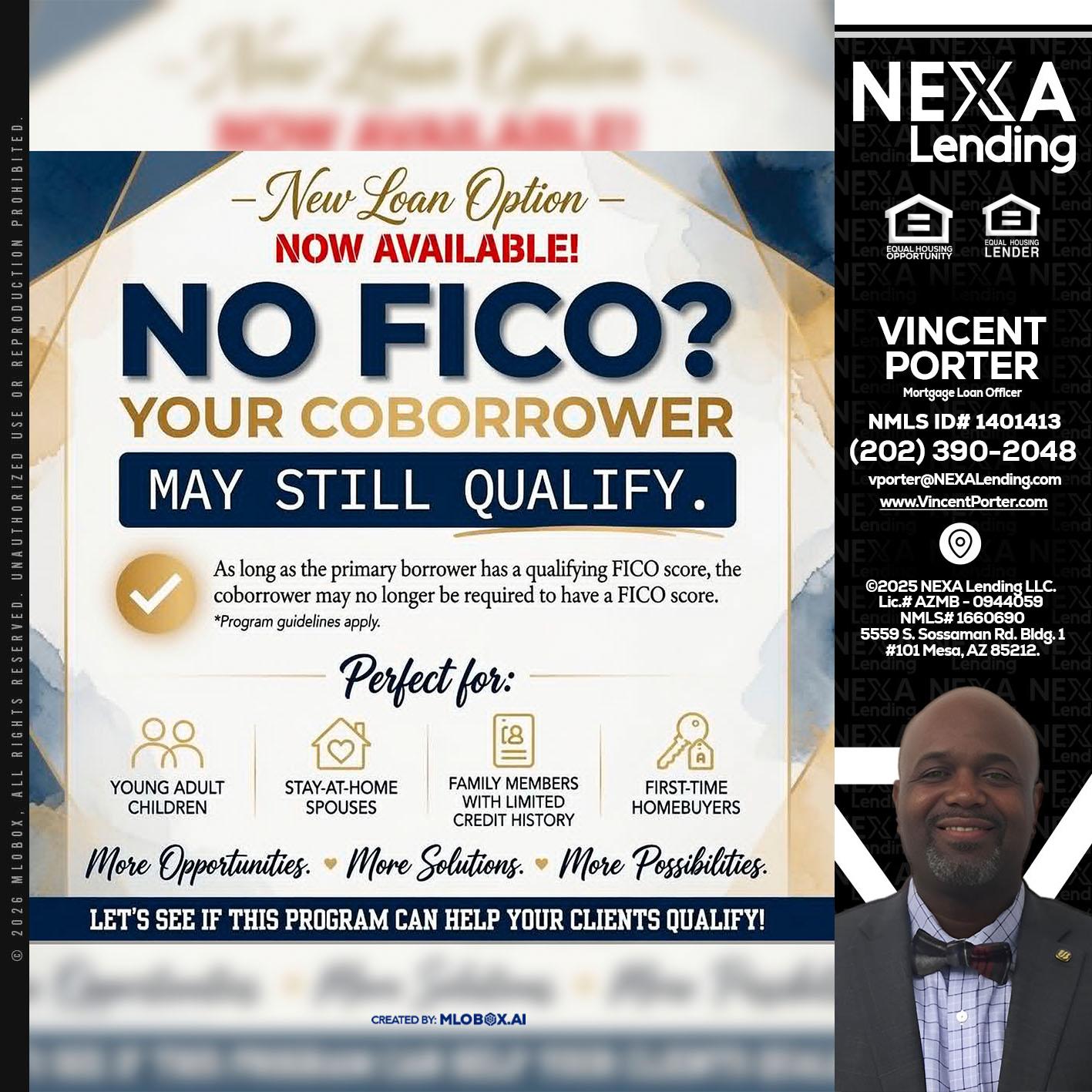 NO FICO? - Vincent Porter -Mortgage Loan Officer