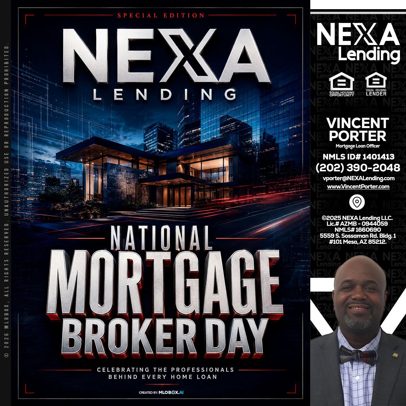 NATIONAL MORTGAGE BROKER DAY - Vincent Porter -Mortgage Loan Officer