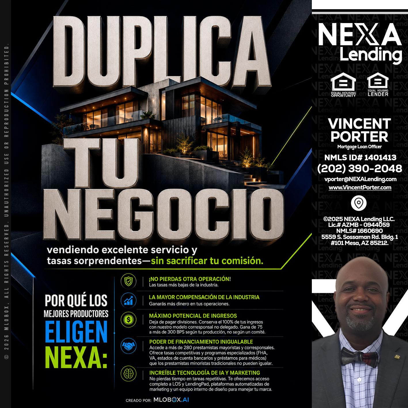 DUPLICA TU NEGOCIO - Vincent Porter -Mortgage Loan Officer